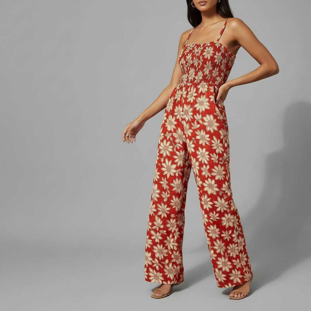 Floral Elegance | Women's Jumpsuit Wide Leg Summer Outfit