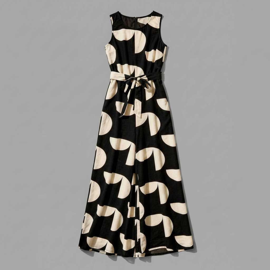 Abstract Print Women's Jumpsuit | Elegant Wide Leg Design