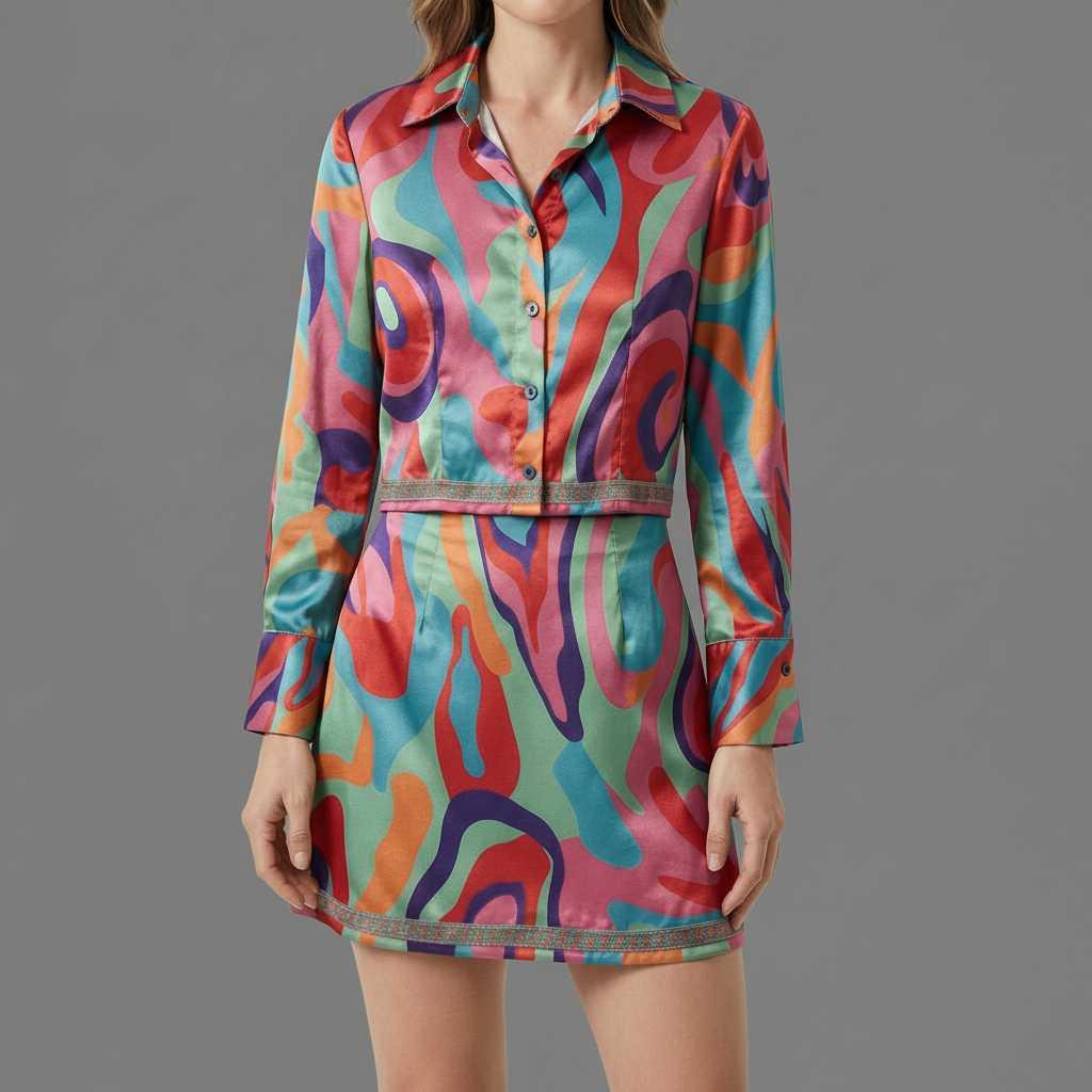 Chic Retro Blouse Set | Women's Outfit with Mini Skirt