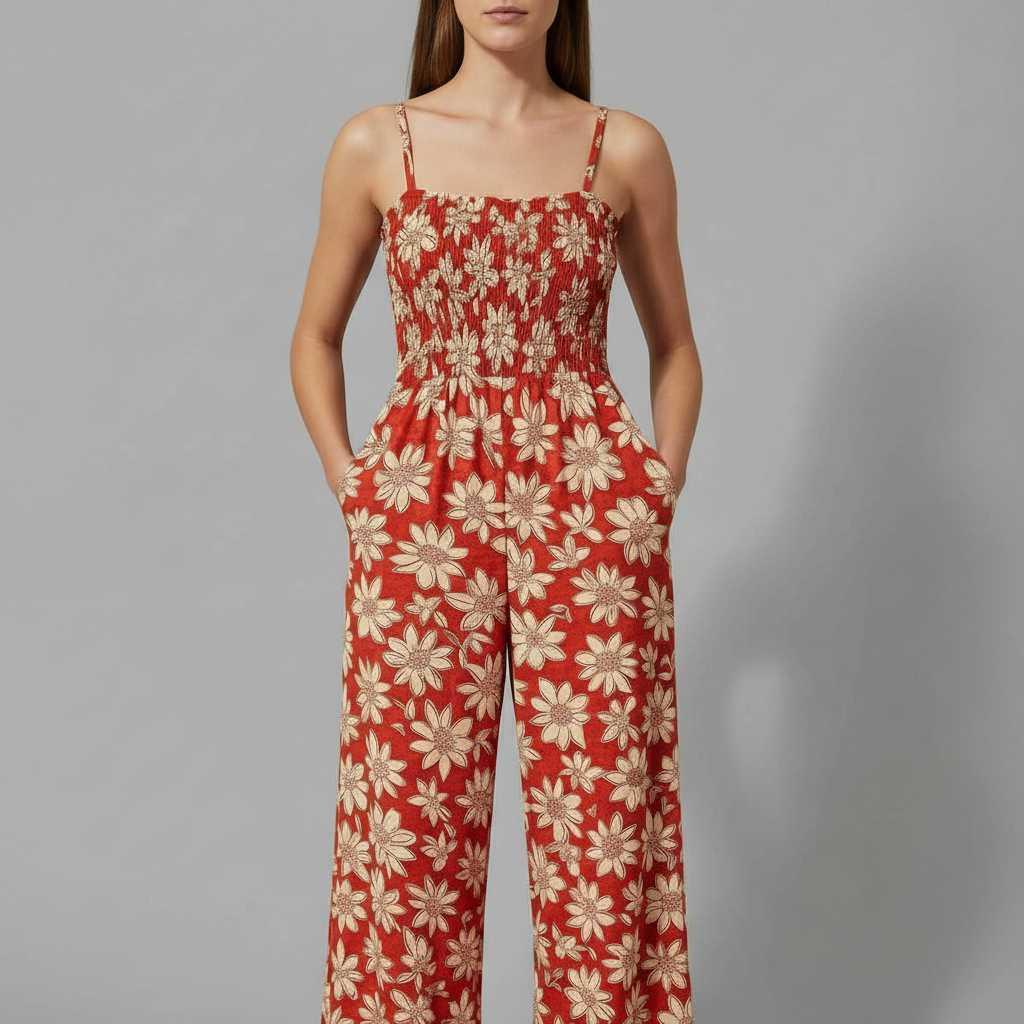 Floral Elegance | Women's Jumpsuit Wide Leg Summer Outfit