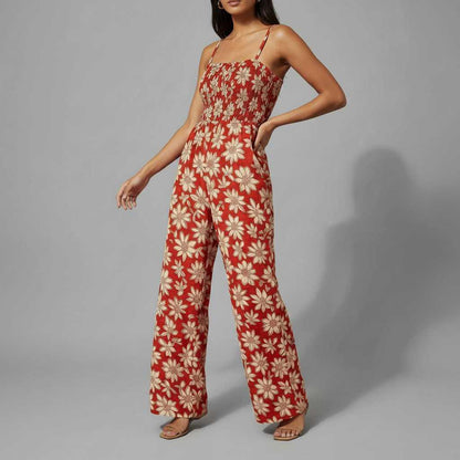 Floral Elegance | Women's Jumpsuit Wide Leg Summer Outfit
