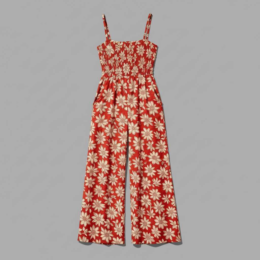 Floral Elegance | Women's Jumpsuit Wide Leg Summer Outfit