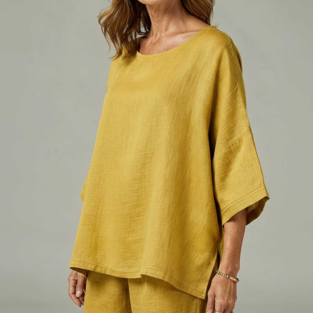 Linen Blouse | Women's 3/4 Sleeve Summer Top