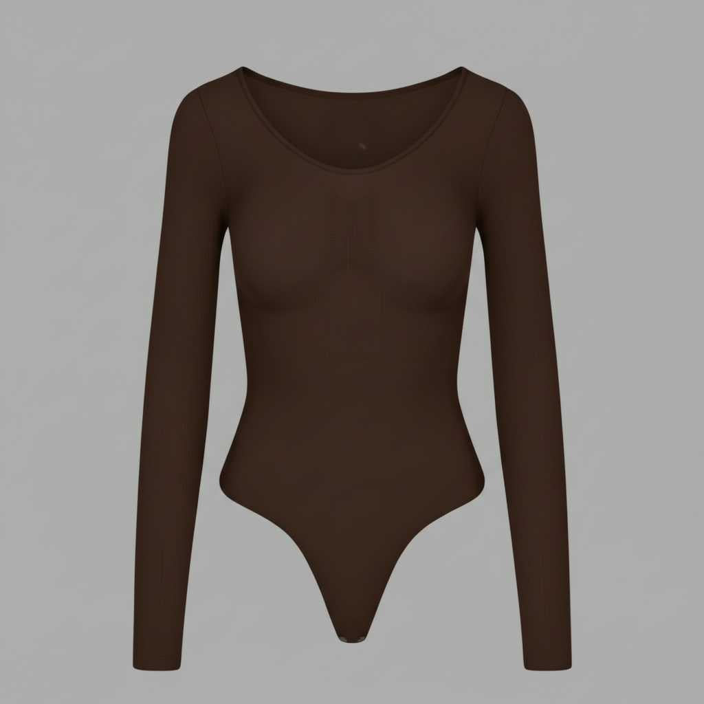 Seamless Long Sleeve Bodysuit | Shapewear Thong