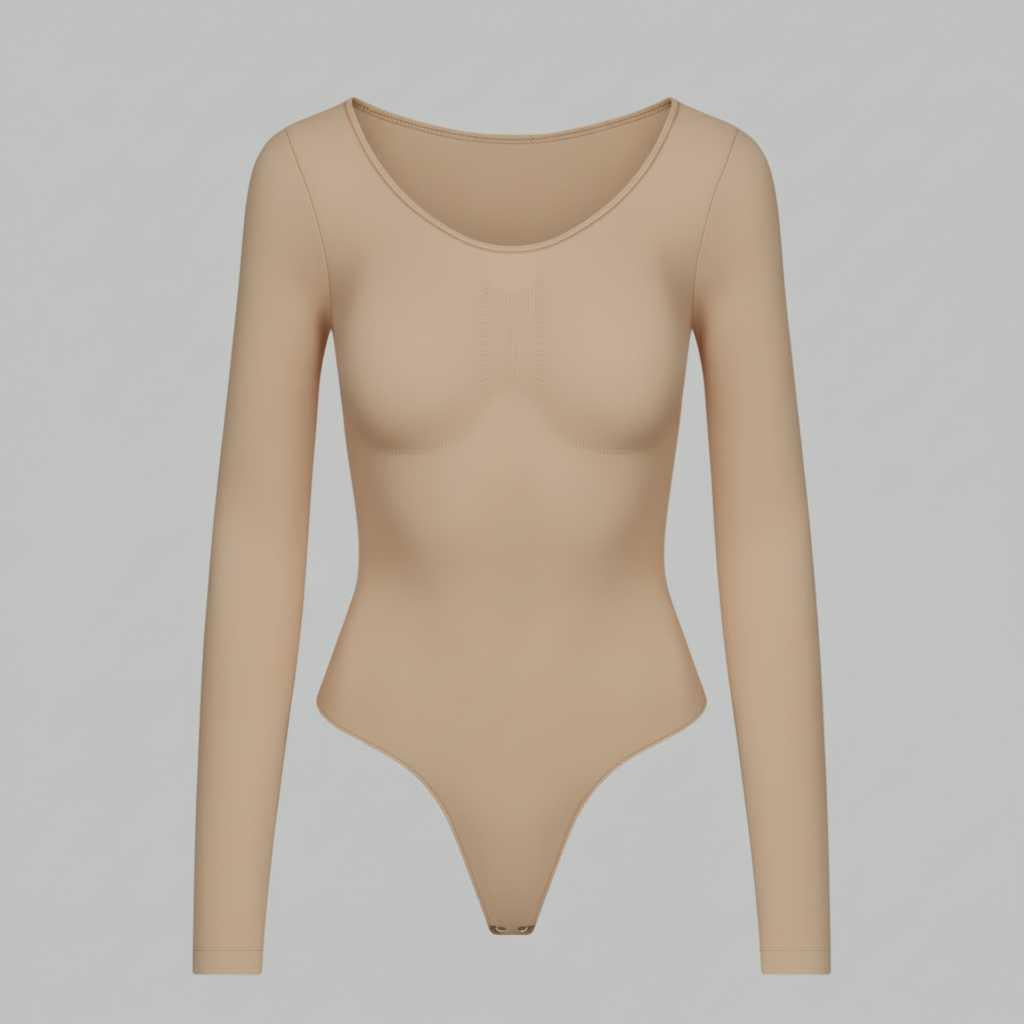 Seamless Long Sleeve Bodysuit | Shapewear Thong