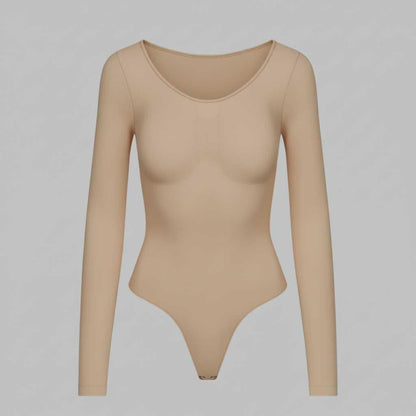 Seamless Long Sleeve Bodysuit | Shapewear Thong