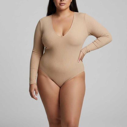 Seamless Long Sleeve Bodysuit | Shapewear Thong